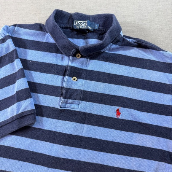 Polo by Ralph Lauren Other - Polo Ralph Lauren Polo Shirt Mens L Blue Excellent Striped Short Sleeve Cotton